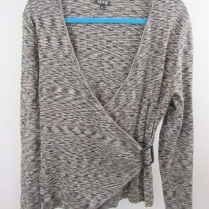 Apt 9 Black Gray Cross Over Wrap Sweater XL